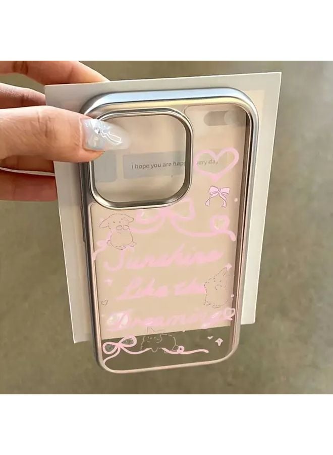 Silver Bunny Phone Case For IPhone 16 Plus Transparent Electroplated Shiny Protective Cover - Image 1